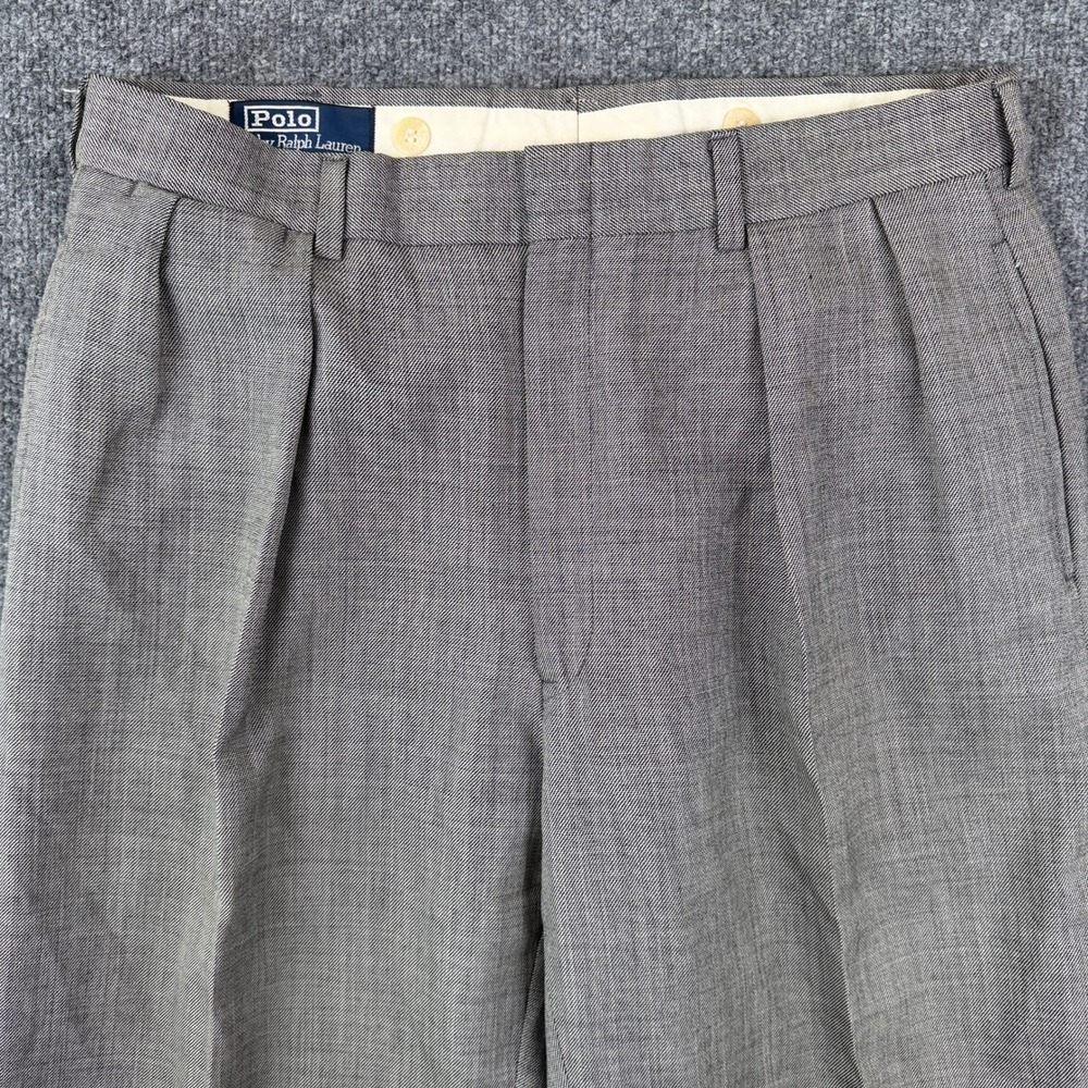 Vintage Polo Ralph Lauren Pants Mens 32x29 Gray Pleated 100% Wool Made in USA